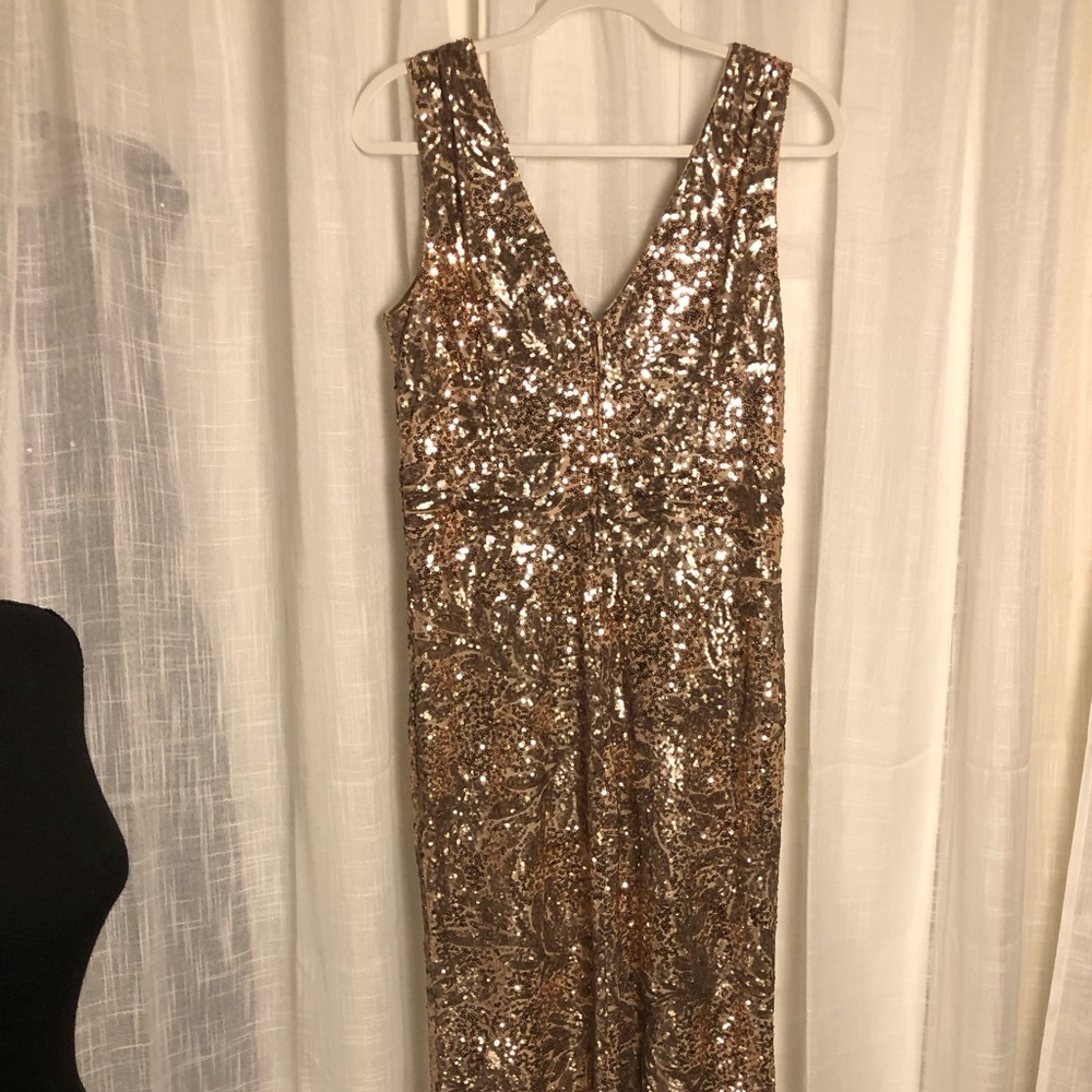 Badgley Mischka Beige and Gold Dress size 10 - Picture 15 of 16